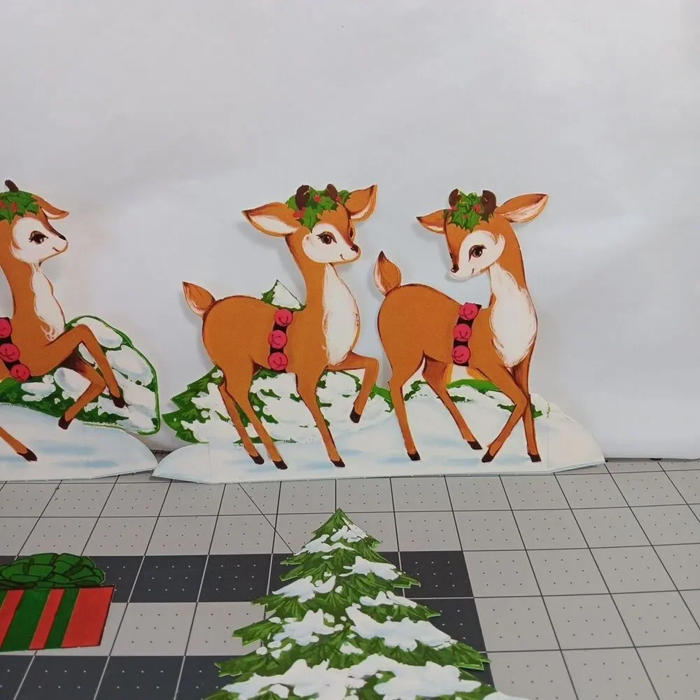 Hallmark Cutouts Christmas Santa Rudolph Reindeer Sleigh Lot Vintage Incomplete
